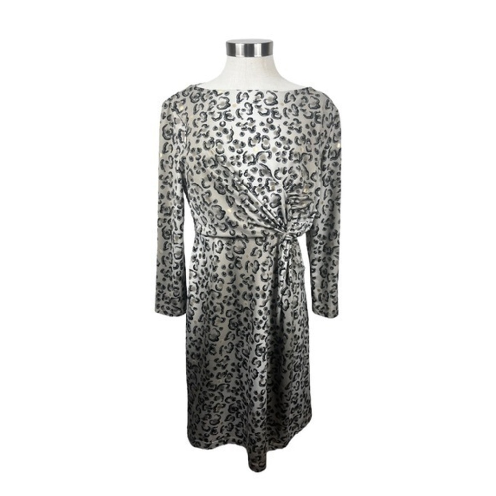 Tracy Negoshian‎ Tan, Black, & Gold Long Pint Long Sleeve Dress Size Medium